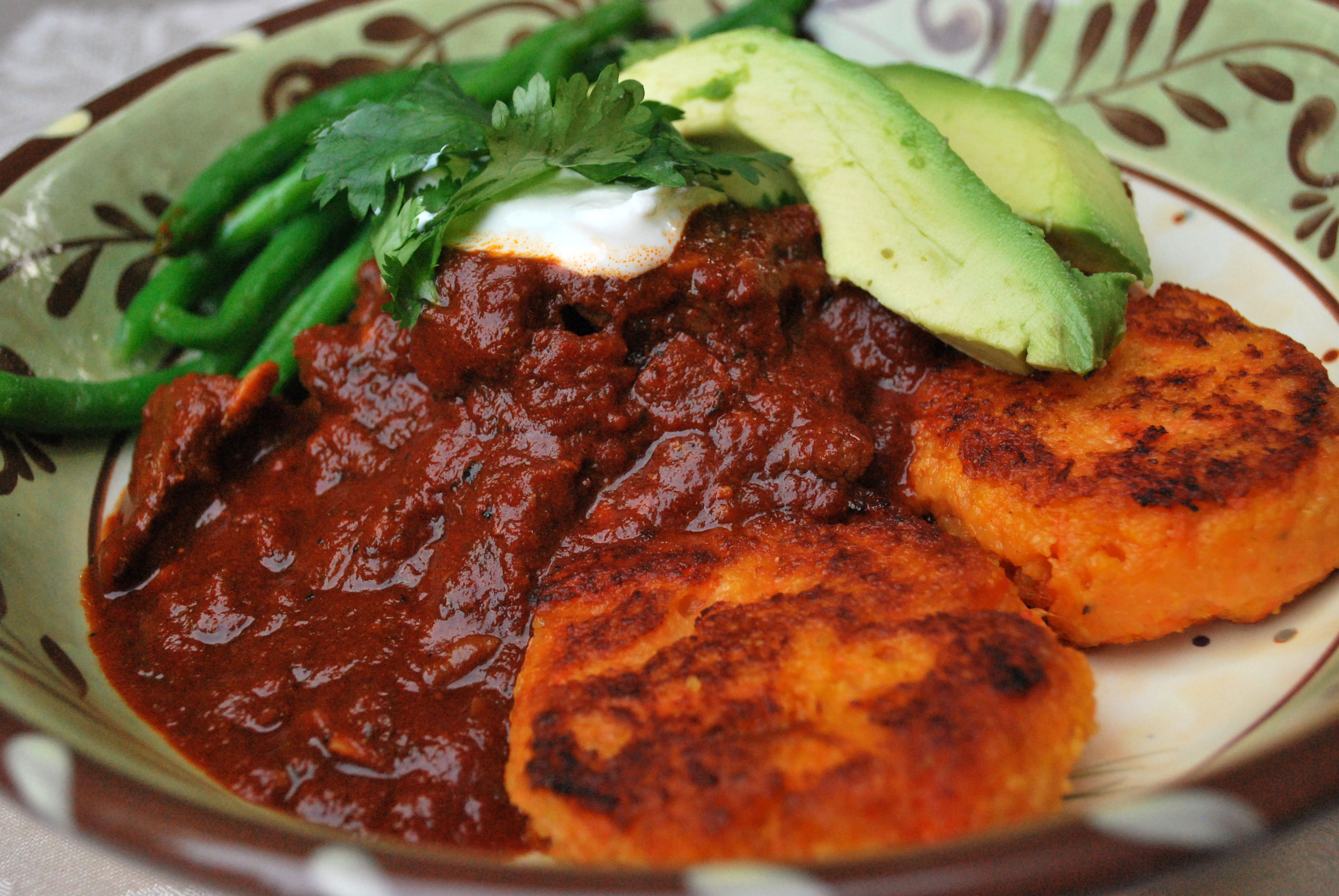 Chile Colorado with Sweet Potato Polenta Cakes Valerie's Kitchen