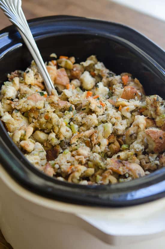 Traditional Bread Stuffing Crock-Pot Method | From Valerie's Kitchen