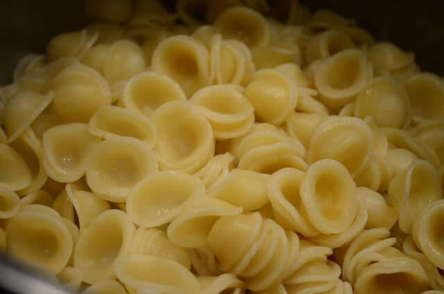 Cooked Orecchiette pasta.