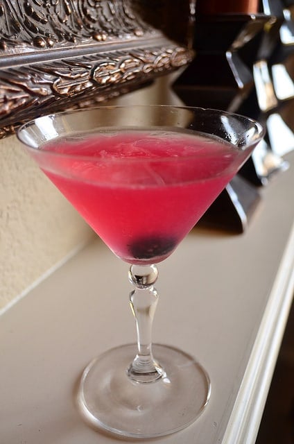 The Perfect Cosmopolitan in a martini glass.