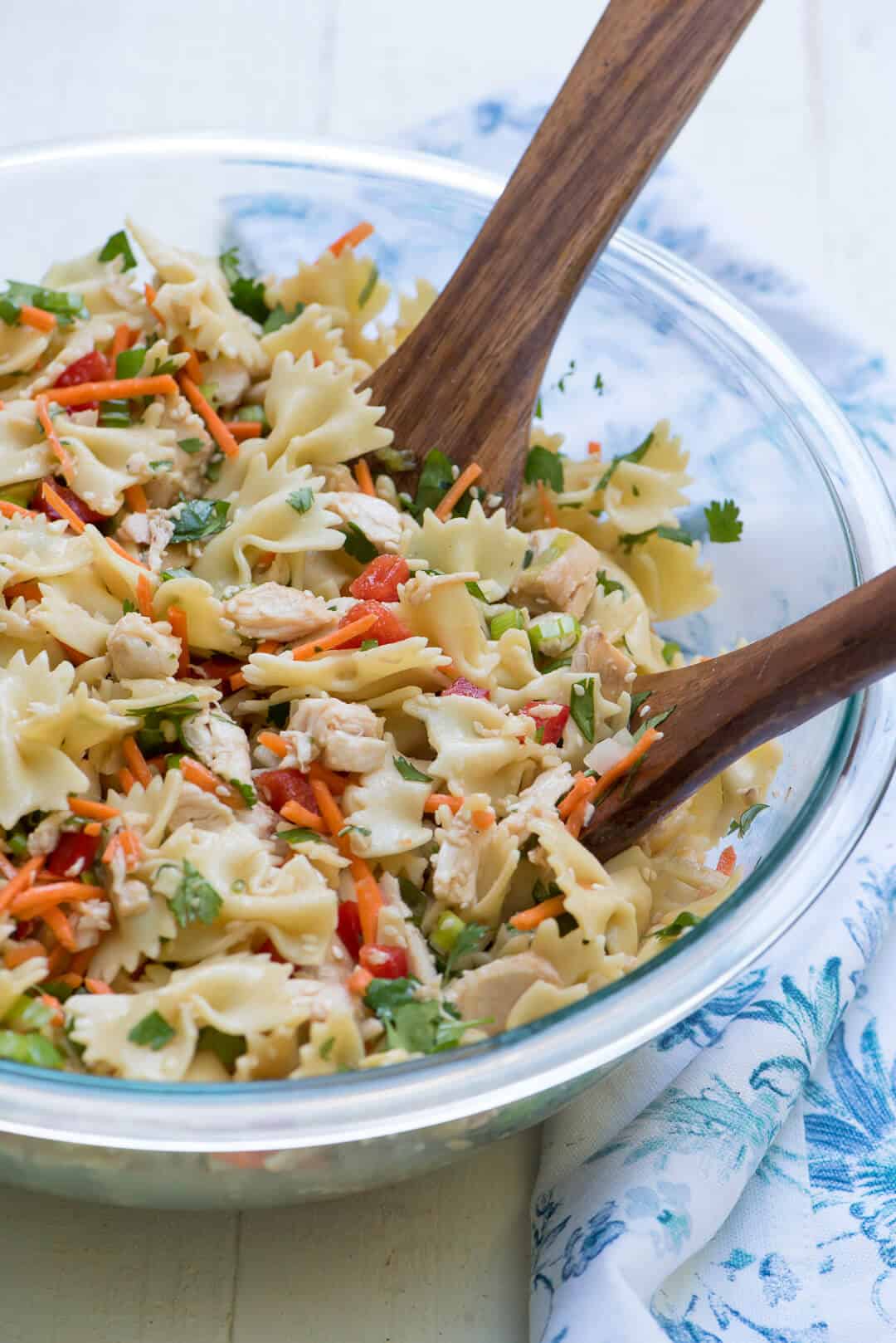Asian Pasta Salad in a serving bowl.