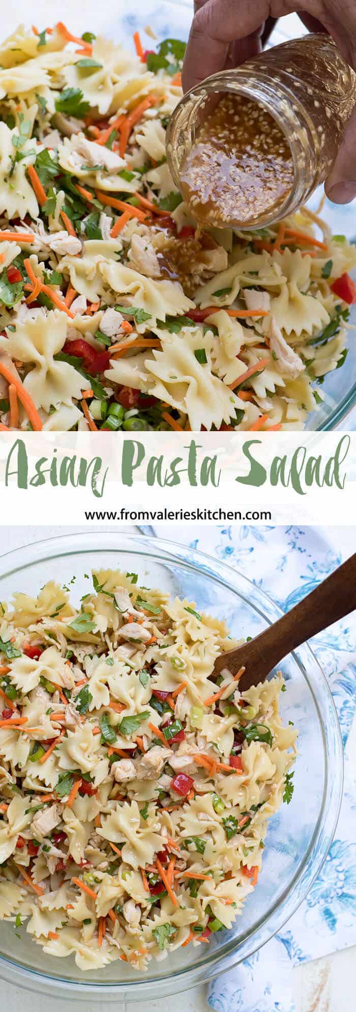 A small collage of the Asian Pasta Salad.