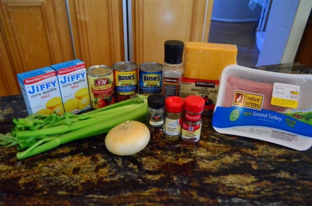 The ingredients for the recipe on a kitchen counter.