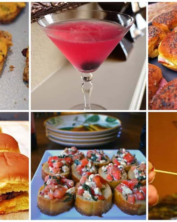 A collage of different types of food and drink.