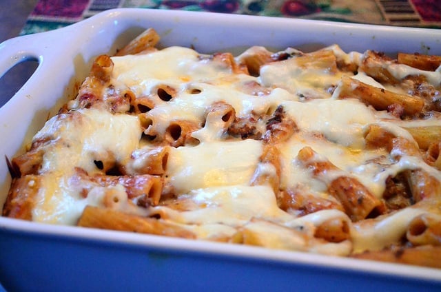 A close up image of the casserole after it is baked.