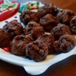 Chocolate Pecan Cookies on a cute snowman plate.