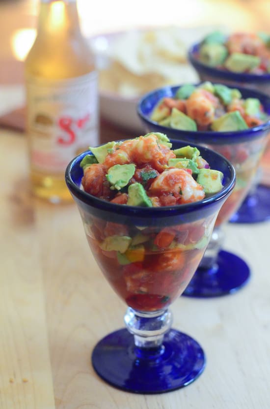 Three servings of Mexican Shrimp Cocktail.