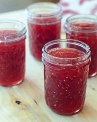 Jam in mason jars.