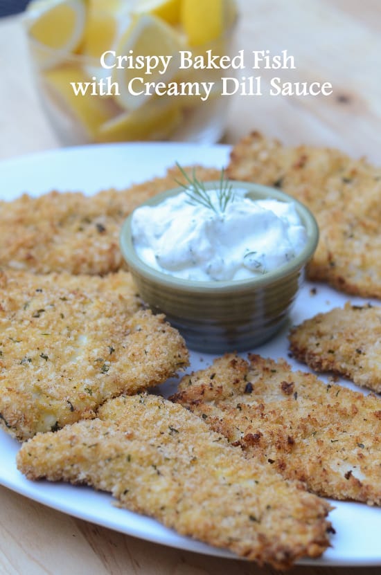 Crispy Baked Fish with Creamy Dill Sauce