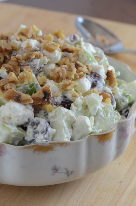 Waldorf Salad in a pretty china bowl.