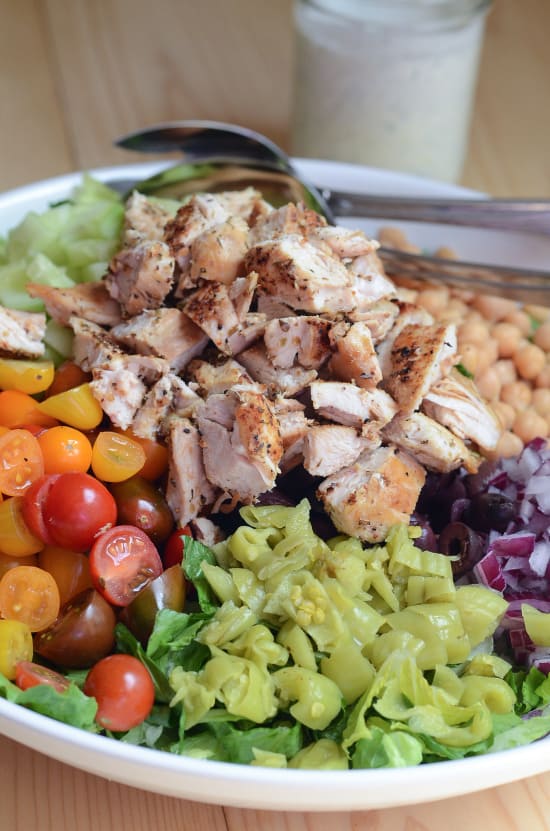15 Fresh Summer Salad Recipes | Mediterranean Chicken Chopped Salad with Creamy Feta Dill Dressing