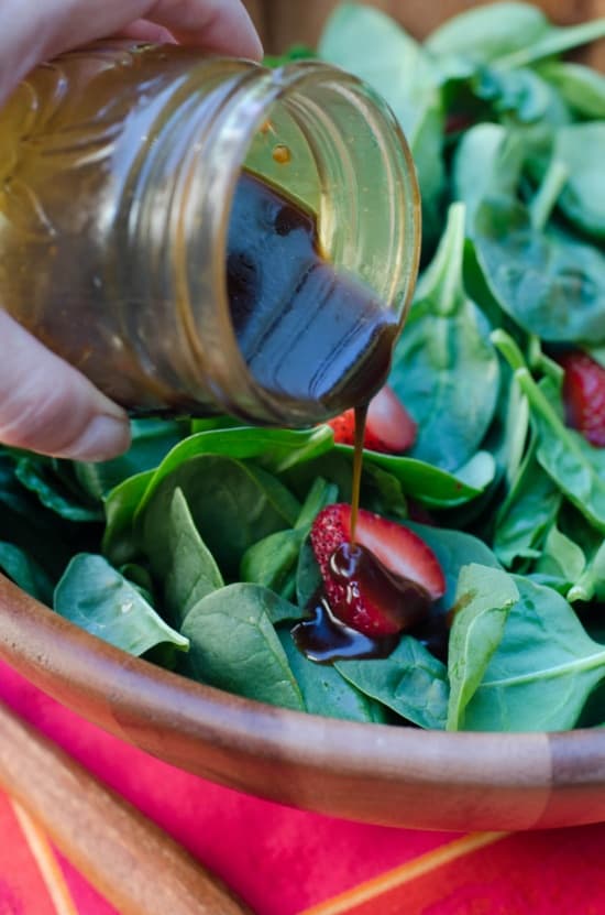 Strawberry Spinach Salad with Honey Balsamic Vinaigrette Valerie's