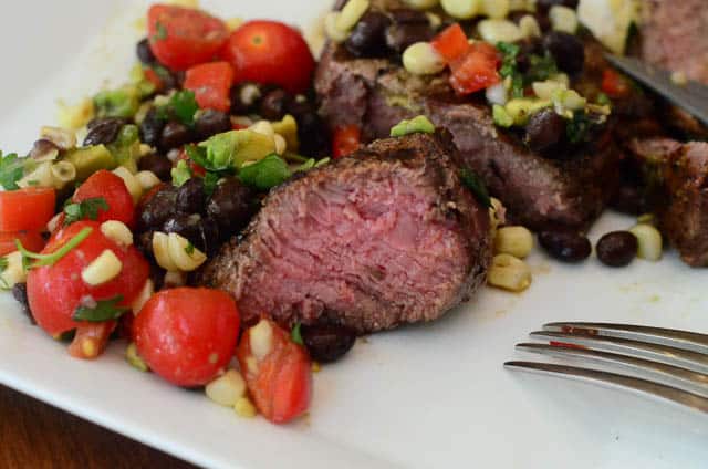Simply Grilled Steak with Corn and Black Bean Salsa