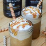 Butterscotch Caramel Frappuchinos in mason jars.