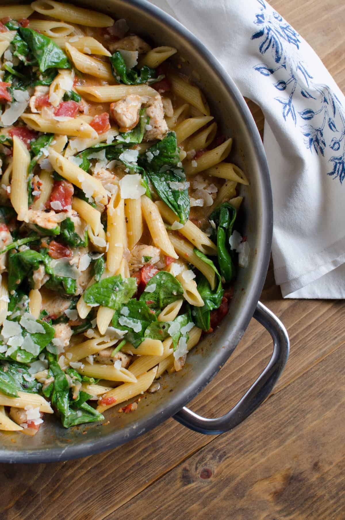 Chicken and Spinach Skillet Pasta | Valerie's Kitchen