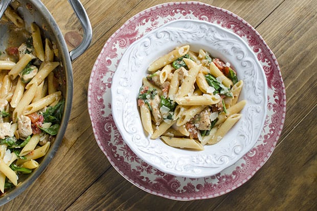 Chicken and Spinach Skillet Pasta - Valerie's Kitchen