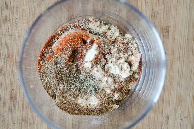 Spices in a small glass bowl.