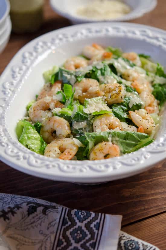 Caesar Salad With Roasted Shrimp