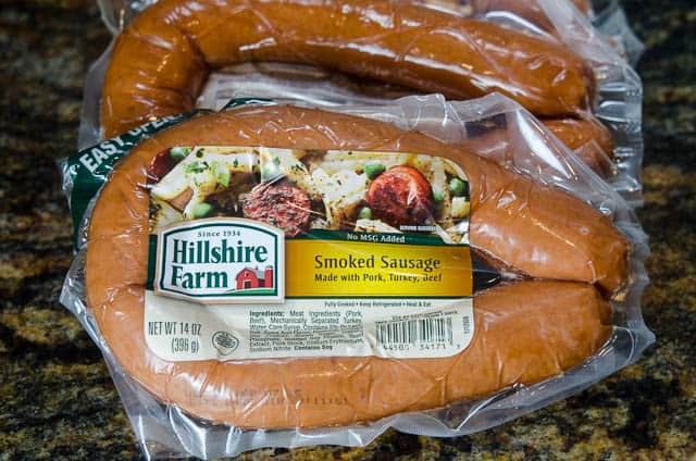 Hillshire Farms Smoked Sausage in the package.