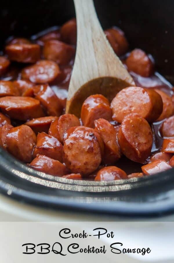 Smoked sausage combined with a sweet, tangy BBQ sauce mixture that stays warm in the Crock-Pot for the duration of your game day party. A classic party snack and a sure-fire crowd pleaser.