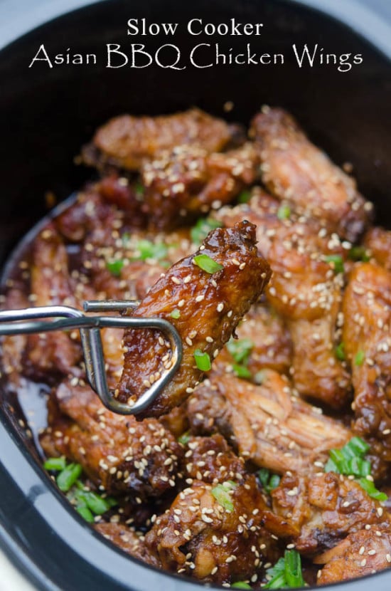 Slow Cooker Asian BBQ Chicken Wings - Valerie's Kitchen