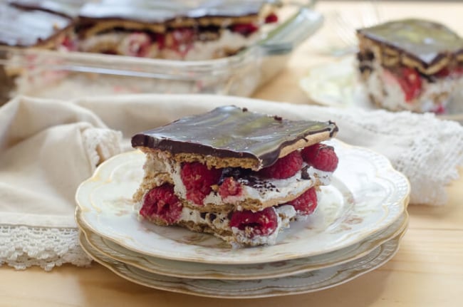 Dark Chocolate Raspberry Icebox Cake