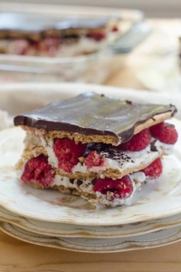 Dark Chocolate Raspberry Icebox Cake