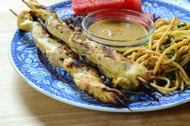 Grilled Chicken Satay with Peanut Dipping Sauce