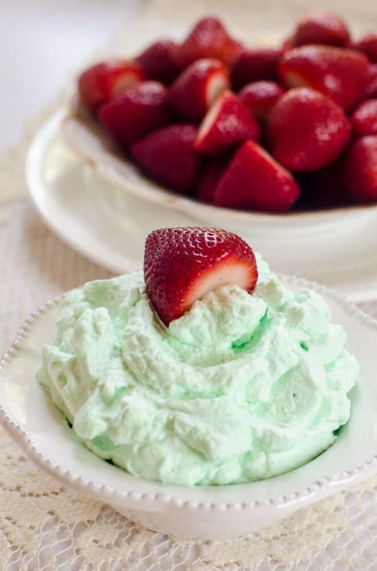 Strawberries with Creme de Menthe Whipped Cream