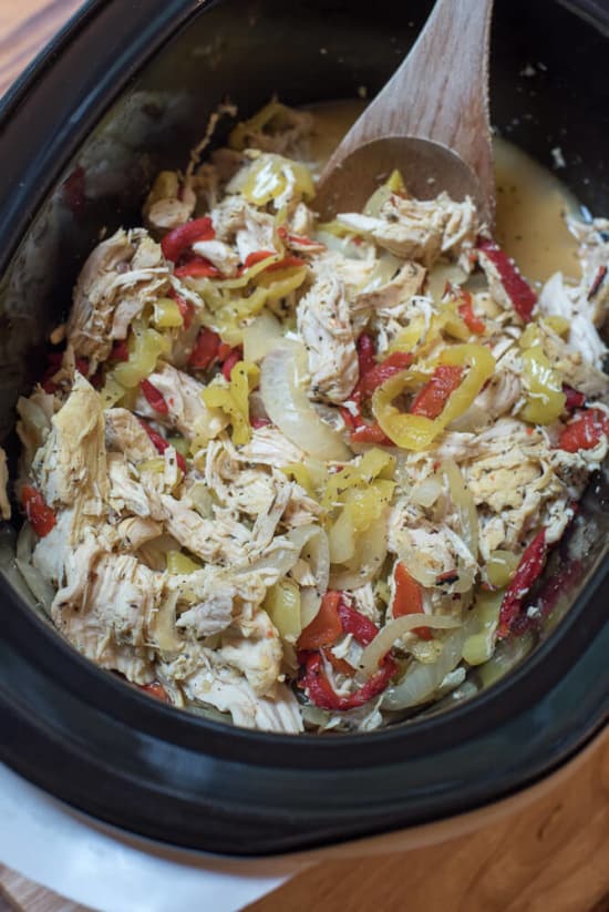 Crock-Pot Chicken Philly Cheesesteak Sandwiches