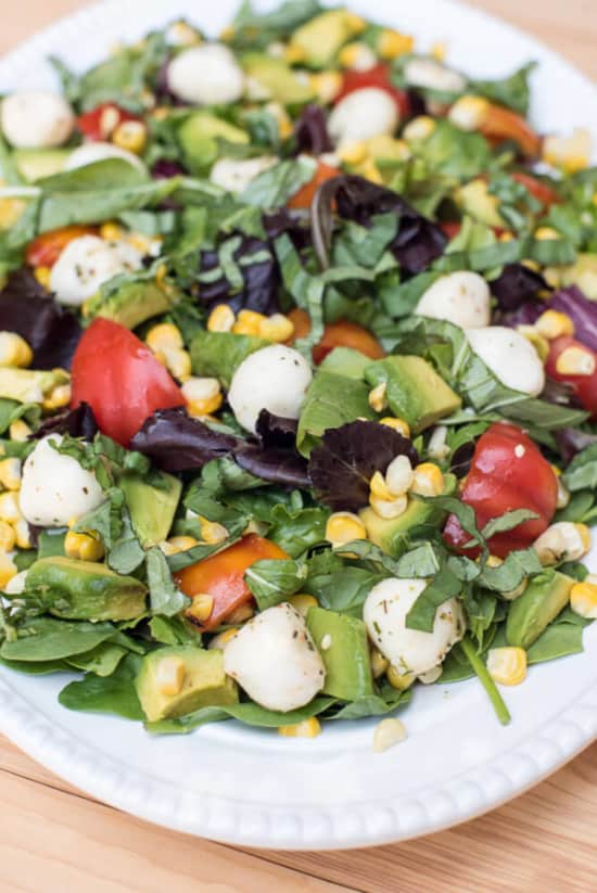 Caprese Salad with Grilled Corn and Avocado