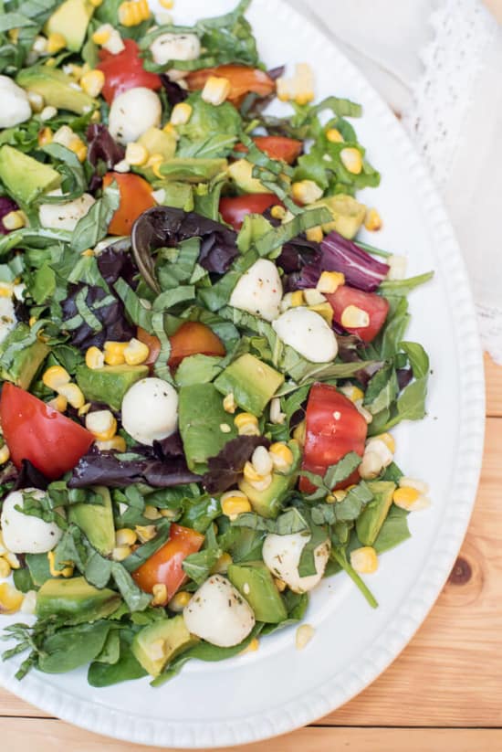 Caprese Salae with Grilled Corn and Avocado