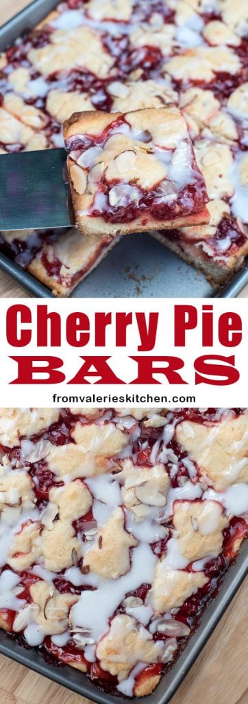 A two image vertical collage of Cherry Pie Bars with text overlay.