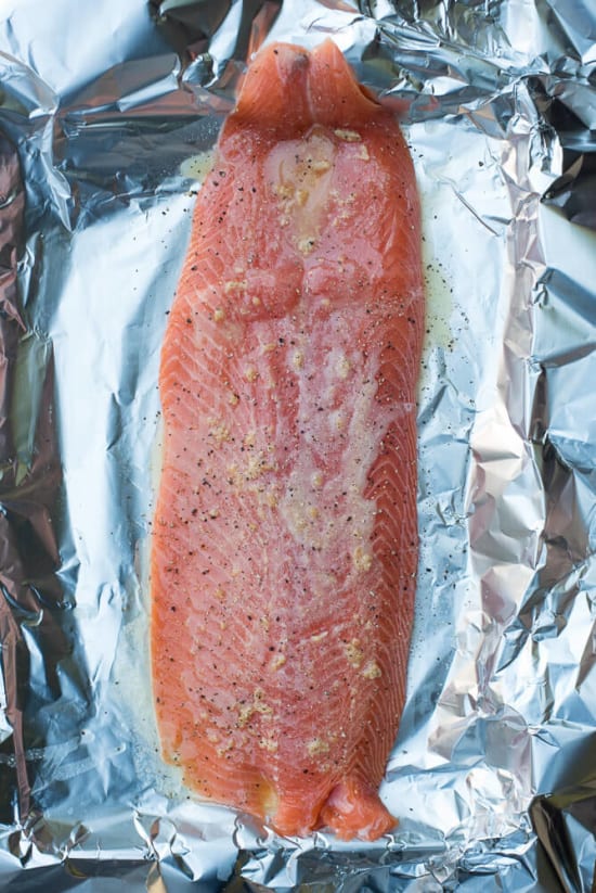 Salmon Baked in Foil with Garlic Butter Sauce