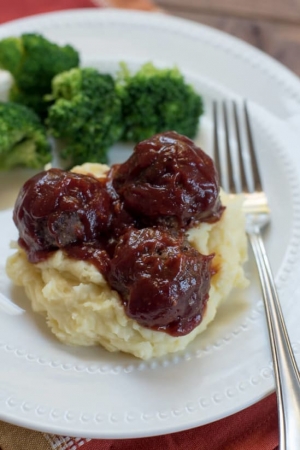 BBQ Meatballs with Mashed Potatoes