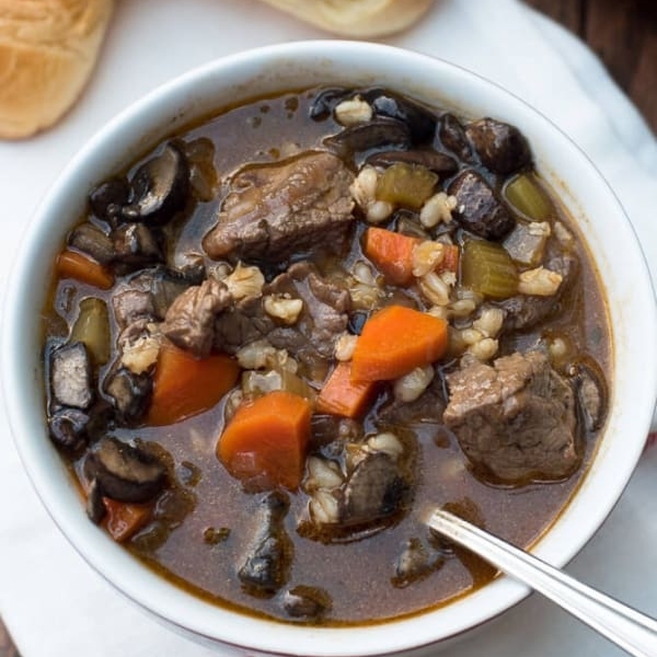 Slow Cooker Vegetable Beef Barley Soup Valerie's Kitchen