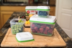 Rubbermaid FreshWorks Produce Saver filled with berries and grapes.