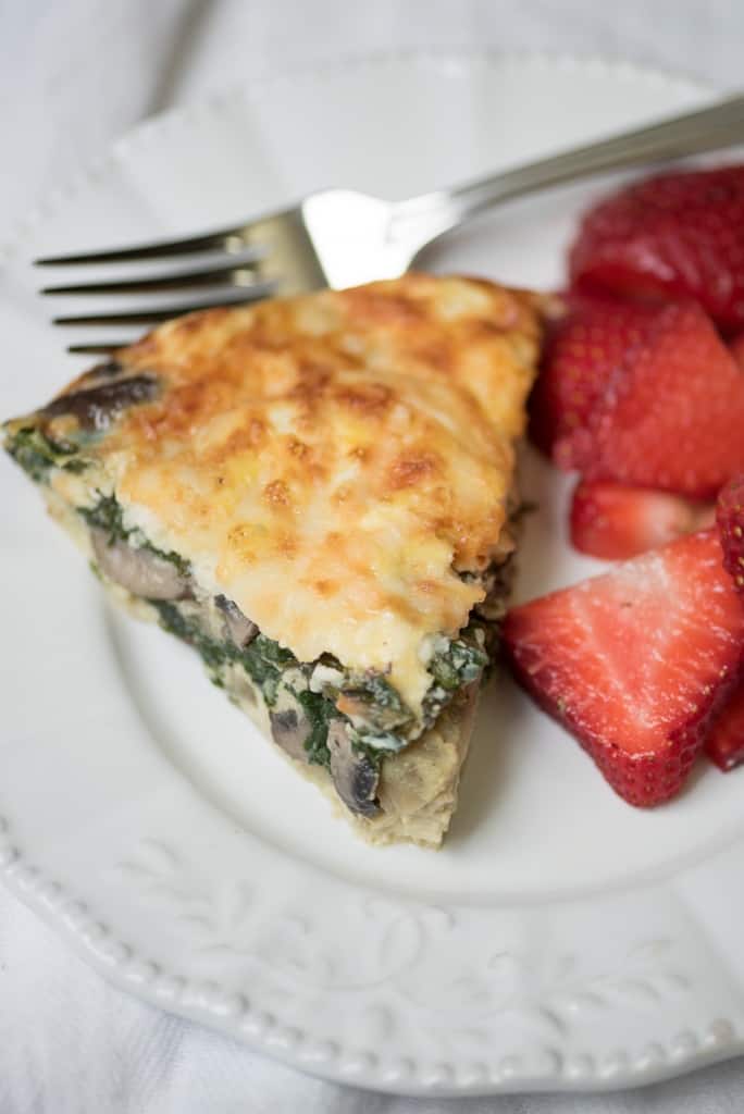 Spinach Mushroom and Feta Crustless Quiche