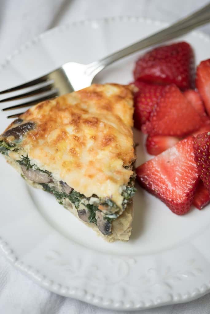 Spinach Mushroom and Feta Crustless Quiche