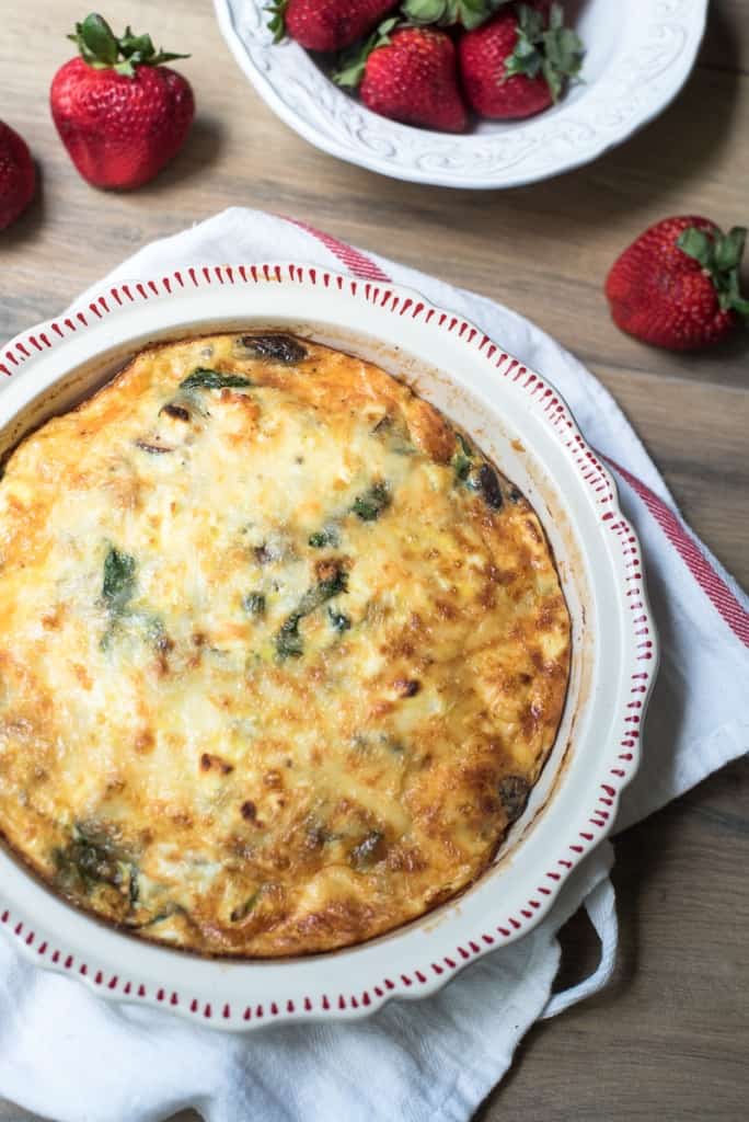 Spinach Mushroom and Feta Crustless Quiche