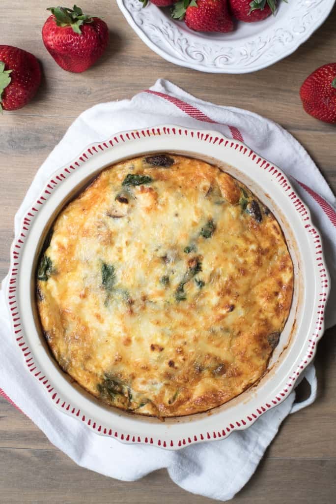Spinach Mushroom and Feta Crustless Quiche