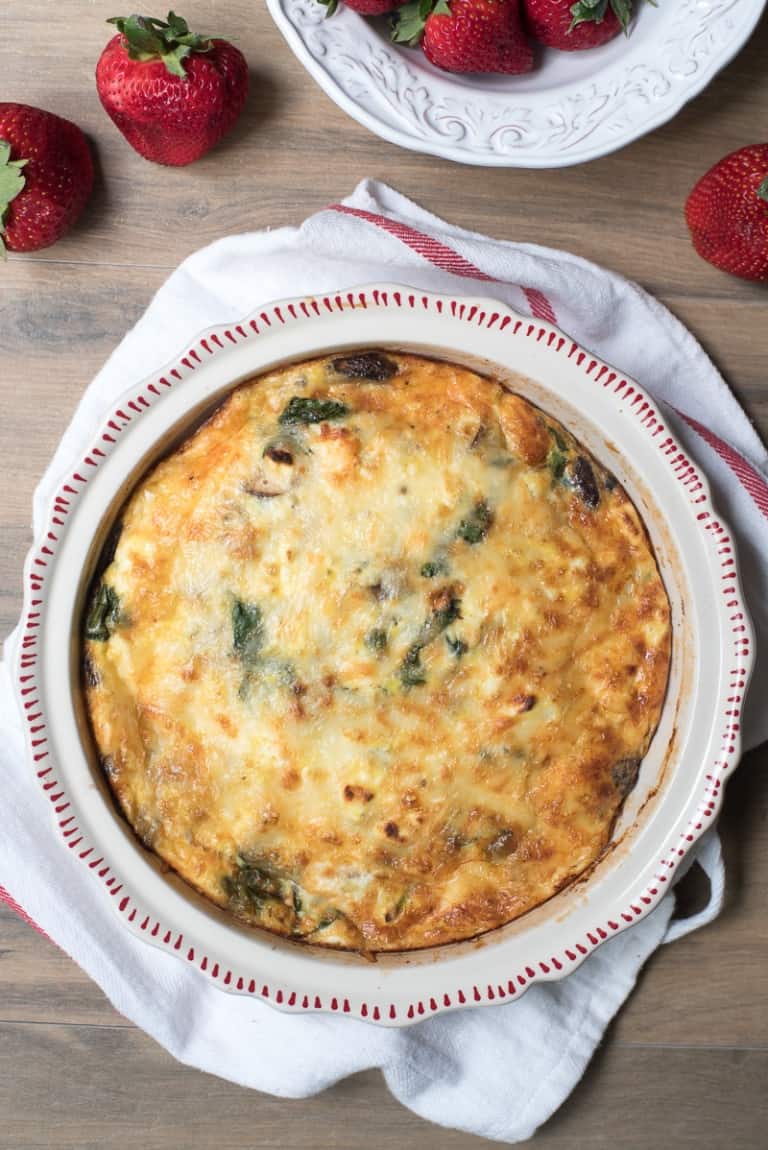 Spinach Mushroom and Feta Crustless Quiche