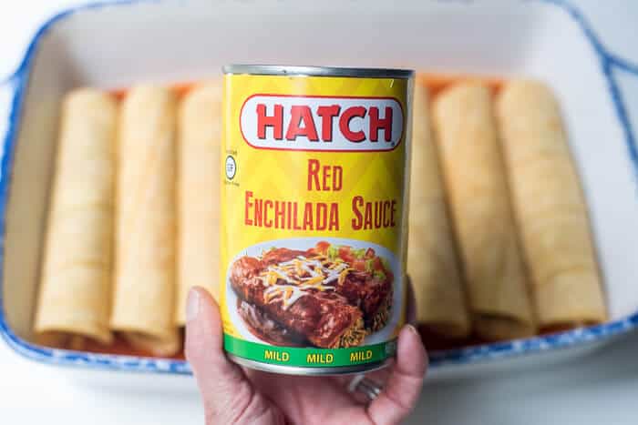 A can of Hatch Red Enchilada Sauce