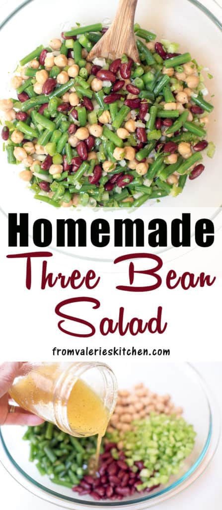 Homemade Three Bean Salad with text overlay.