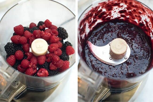 Berries in a food processor.