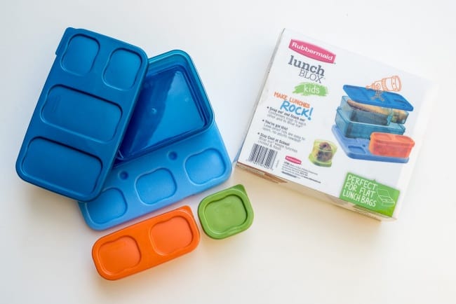 Rubbermaid LunchBlox in the package and out of the package.