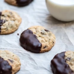 Chewy Chocolate Dipped Oatmeal Cookies