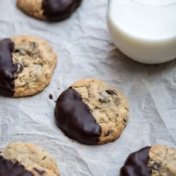 Chewy Chocolate Dipped Oatmeal Cookies
