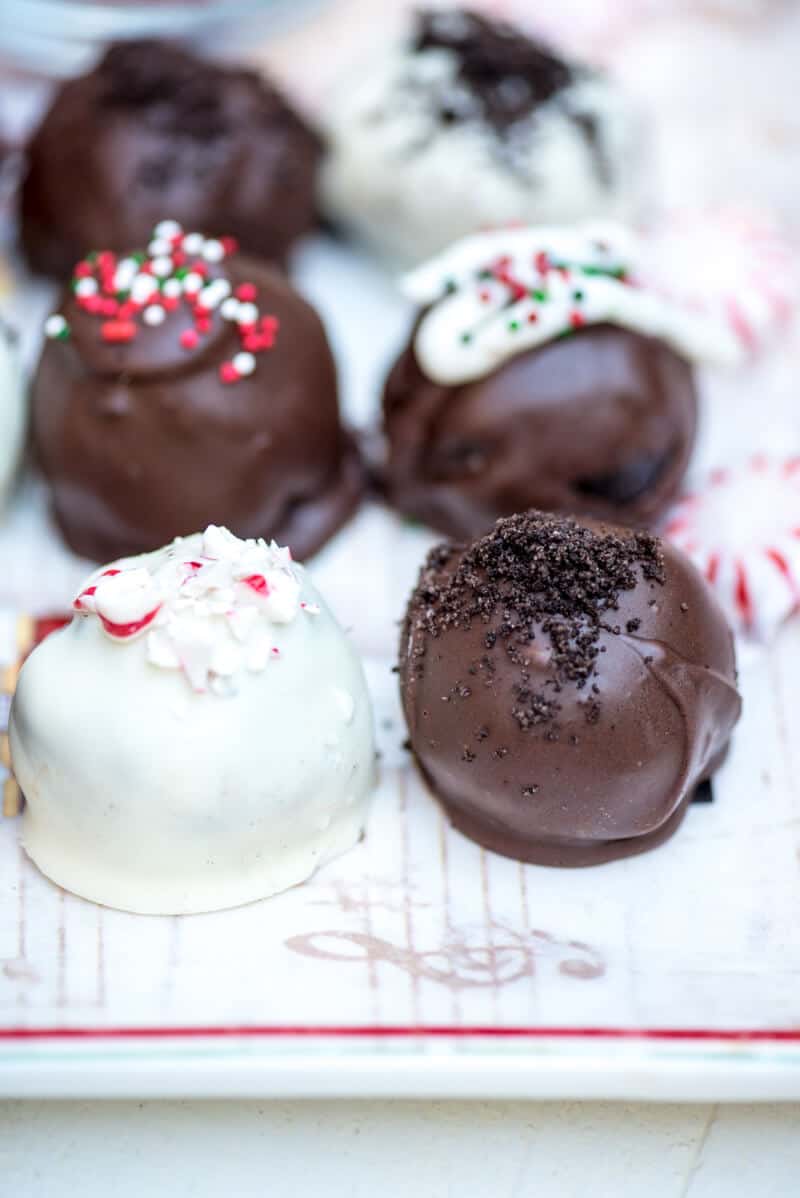 A white and chocolate cookie ball.