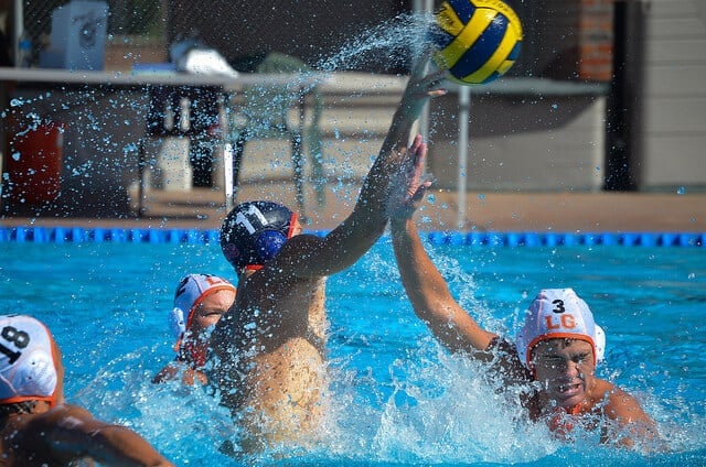 Adam playing water polo